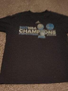 adidas Black 2017 NBA Champions Tee with Blue Print